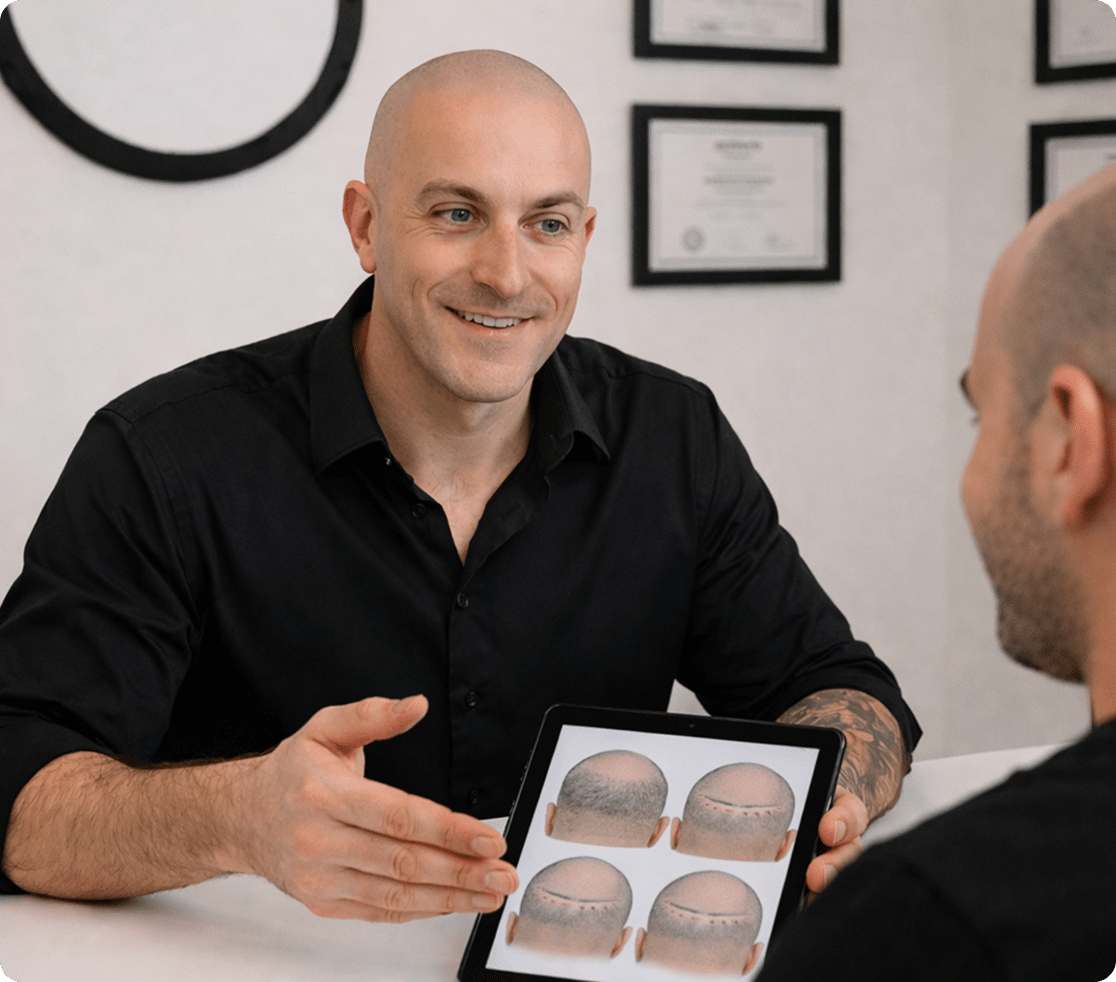 Free scalp micropigmentation consultation in Boston at Scalp Designs